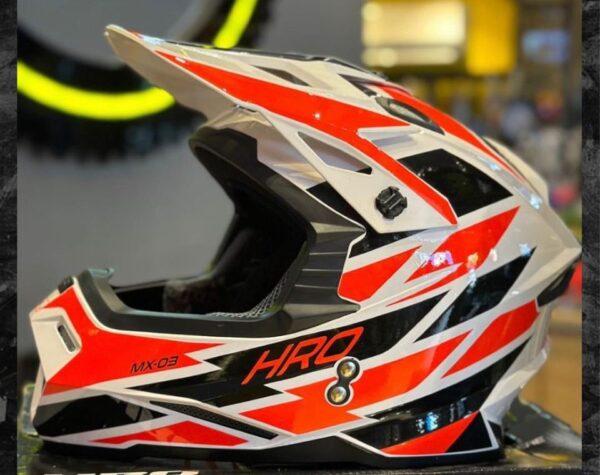 Casco Cross HRO blanco, naranja